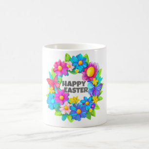 Bedreiging van kleurrijke paasbloemen koffiemok