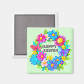 Bedreiging van kleurrijke paasbloemen magneet (Voorkant / Achterkant)
