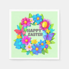Bedreiging van kleurrijke paasbloemen servet
