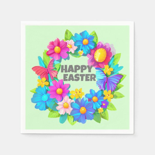 Bedreiging van kleurrijke paasbloemen servet (Voorkant)