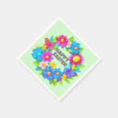 Bedreiging van kleurrijke paasbloemen servet (Hoek)