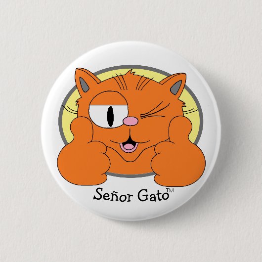 Bedrekt de Mustache Cat Winking Cartoon Cat Ronde Button 5,7 Cm (Voorkant)