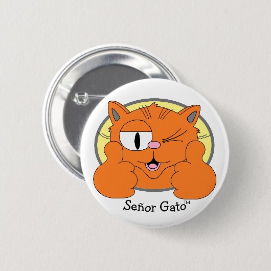 Bedrekt de Mustache Cat Winking Cartoon Cat Ronde Button 5,7 Cm (Voorkant /achterkant)