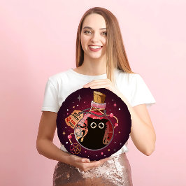 Bedrieglijke Roze Fles Kwaadaardige Kat Geest Hall Rond Kussen