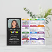 Bedrijf 2024 Kalender Modern Zwart Goud Kleurrijk Feestdagenkaart (Staand voorkant)