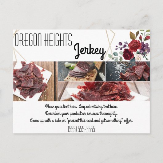 Bedrijf Adverteren Kaart Wit Roses Goud Geomet (Voorkant)