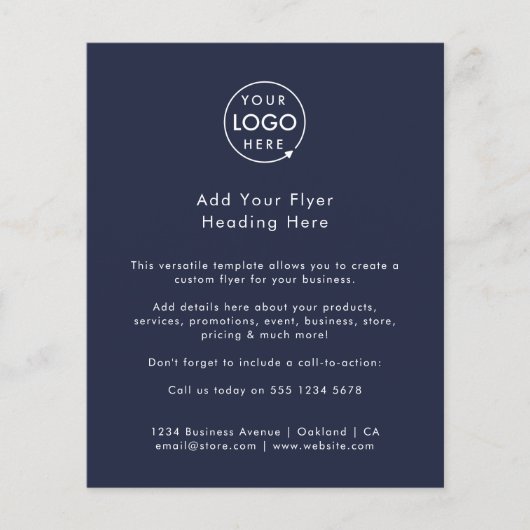 Bedrijf Adverteren | Navy Blue Modern Logo Flyer (Voorkant)