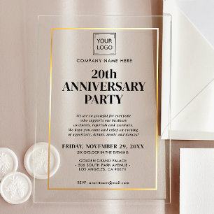 BEDRIJF BEDRIJF BEDRIJF CORPORATE LOGO EVENT GOLD  ACRYL UITNODIGINGEN