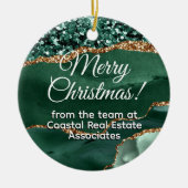 Bedrijf Bedrijf Bedrijf Goud Groen Promotie Keramisch Ornament (Voorkant)