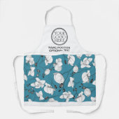 Bedrijf bedrijf logo promotionele orchidee turquoi schort (Voorkant)