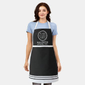 Bedrijf bedrijf logo promotionele zwart-wit schort (Gedragen)