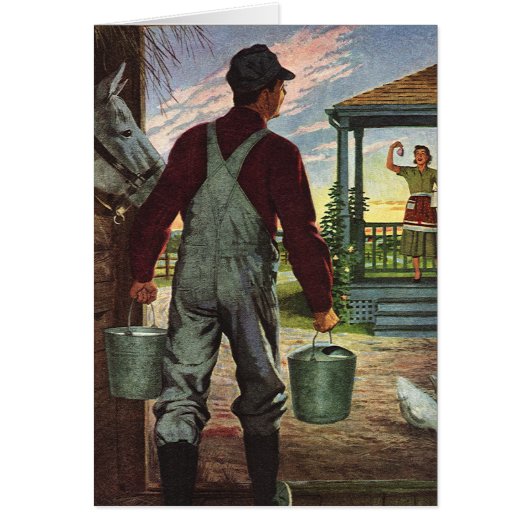 bedrijf, Boerderij met boeren en kippen (Voorkant)