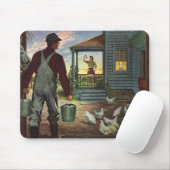  bedrijf, Boerderij met boeren en kippen Muismat (Met muis)