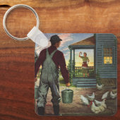  bedrijf, Boerderij met boeren en kippen Sleutelhanger (Voorkant)