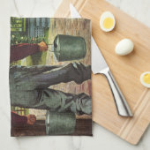 bedrijf, Boerderij met boeren en kippen Theedoek (Quarter Fold)