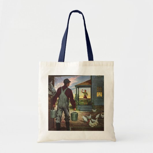 bedrijf, Boerderij met boeren en kippen Tote Bag (Voorkant)