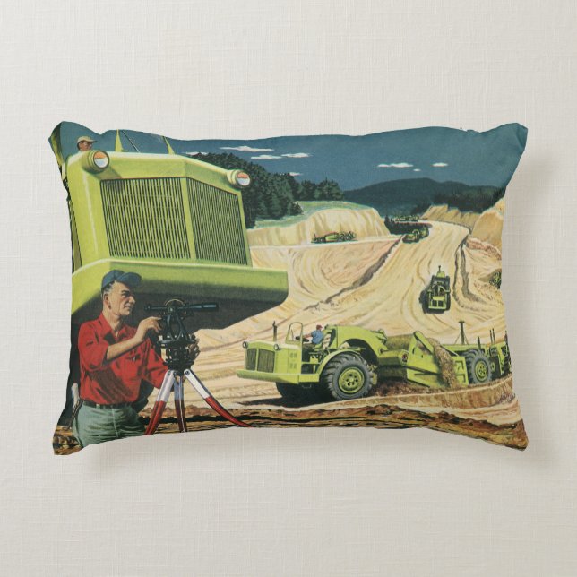  bedrijf, bouwplaats met enquête accent kussen (Voorkant)