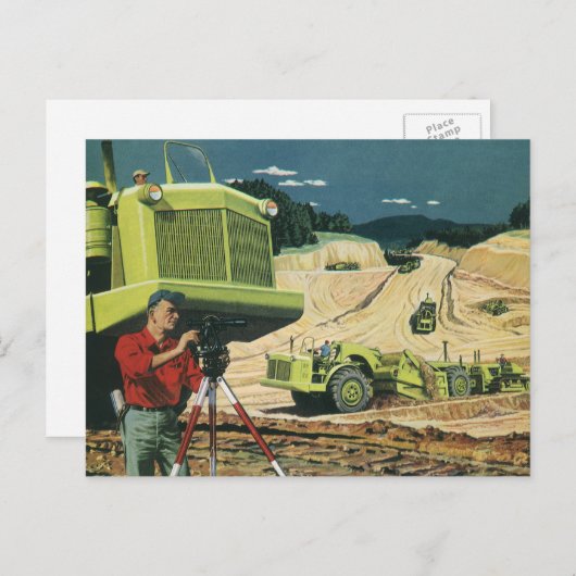  bedrijf, bouwplaats met enquête briefkaart (Voorkant / Achterkant)