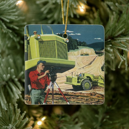 bedrijf, bouwplaats met enquête keramisch ornament (Boom)