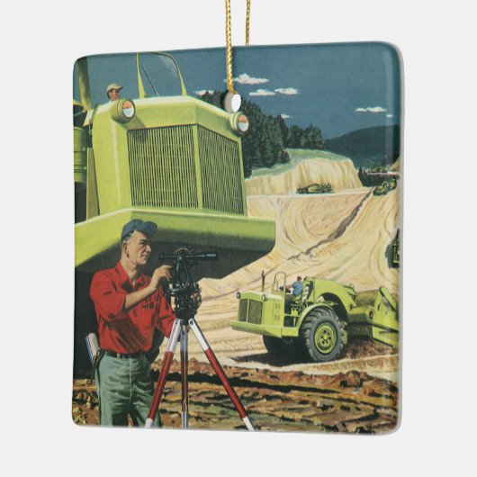  bedrijf, bouwplaats met enquête keramisch ornament (Links)