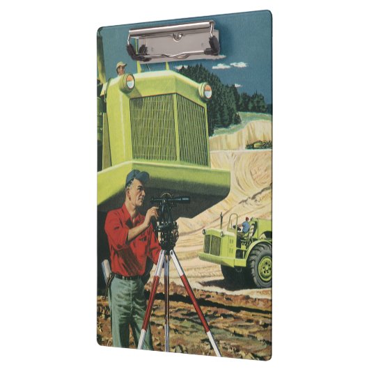  bedrijf, bouwplaats met enquête klembord (Links)