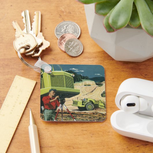  bedrijf, bouwplaats met enquête sleutelhanger (Bureau)