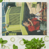  bedrijf, bouwplaats met enquête theedoek (Gevouwen)