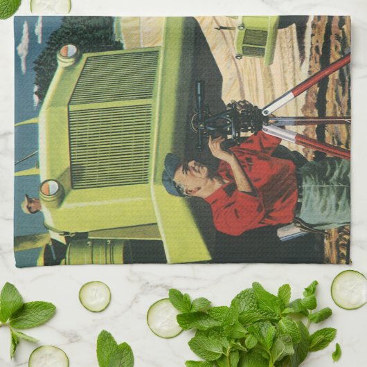  bedrijf, bouwplaats met enquête theedoek (Gevouwen)