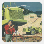  bedrijf, bouwplaats met enquête vierkante sticker (Voorkant)