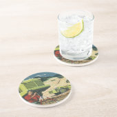  bedrijf, bouwplaats met enquête zandsteen onderzetter (Zijkant)