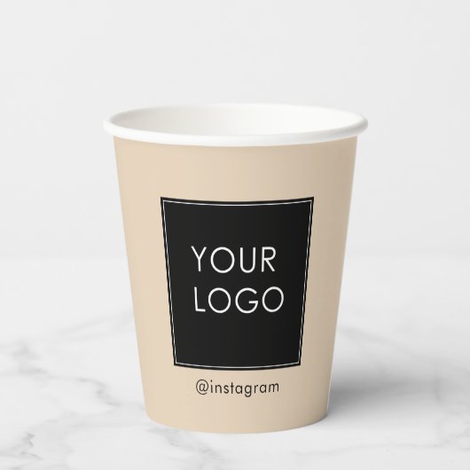  bedrijf Business Logo Beige Papieren Bekers (Achterkant)