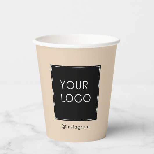  bedrijf Business Logo Beige Papieren Bekers (Voorkant)