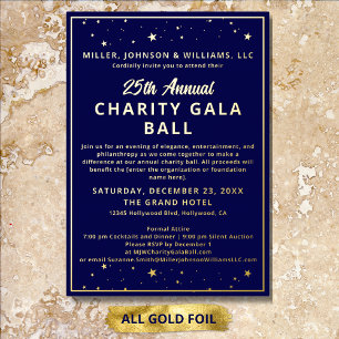 Bedrijf Charity Gala Ball Elegant Blauw Alles Folie Uitnodiging