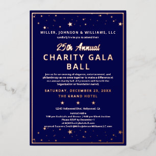 Bedrijf Charity Gala Ball Elegant Blue Roos Gold Folie Uitnodiging