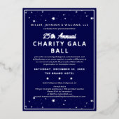 Bedrijf Charity Gala Ball Elegant Blue Silver Folie Uitnodiging (Voorkant)