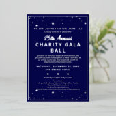 Bedrijf Charity Gala Ball Elegant Blue Silver Folie Uitnodiging (Staand Voorkant)