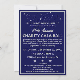 Bedrijf Charity Gala Ball Elegant Blue Silver Kaart