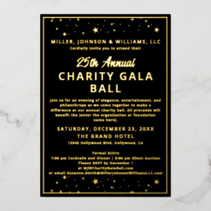 Bedrijf Charity Gala Ball Elegant Zwart Alles Folie Uitnodiging