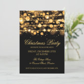Bedrijf Christmas Party Gold String Lights Kaart (Staand voorkant)