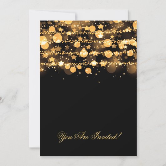 Bedrijf Christmas Party Gold String Lights Kaart (Achterkant)