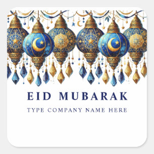Bedrijf Corporate Eid Mubarak Holiday Briefkaart Vierkante Sticker