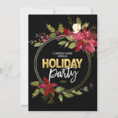 Bedrijf CORPORATE Rood Zwart Goud Poinsettia PARTY Feestdagenkaart (Voorkant)