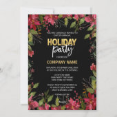 Bedrijf CORPORATE Rood Zwart Goud Poinsettia PARTY Feestdagenkaart (Achterkant)