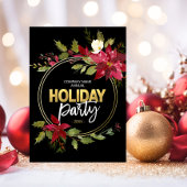 Bedrijf CORPORATE Rood Zwart Goud Poinsettia PARTY Feestdagenkaart