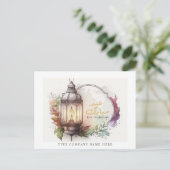 Bedrijf Corporate Waterverf Lantern Eid Mubarak Feestdagenkaart (Staand voorkant)