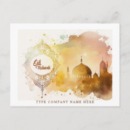 Bedrijf Corporate Waterverf Moskee Eid Mubarak Feestdagenkaart