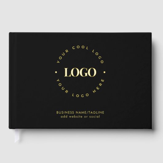 Bedrijf Custom Logo Zwart Goud Folie Gastenboek (Voorkant)