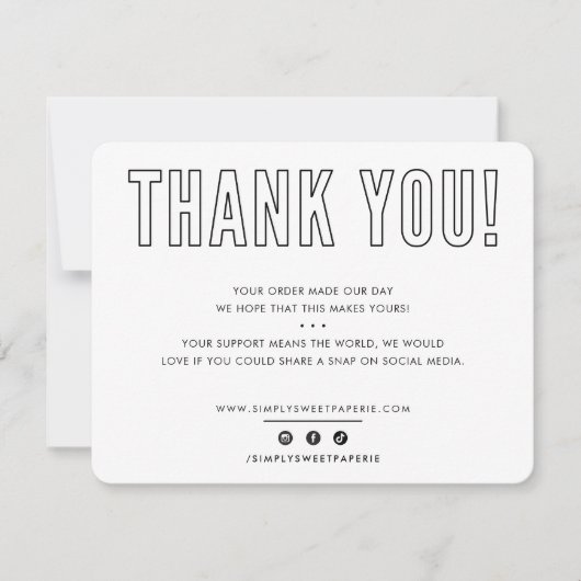 BEDRIJF DANK JE BEDRIJFSTAK, masculine zwart wit Bedankkaart (Voorkant)