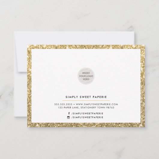 BEDRIJF DANK JE DE moderne chic faux goudglitter Bedankkaart (Achterkant)