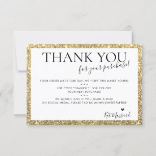 BEDRIJF DANK JE DE moderne chic faux goudglitter Bedankkaart